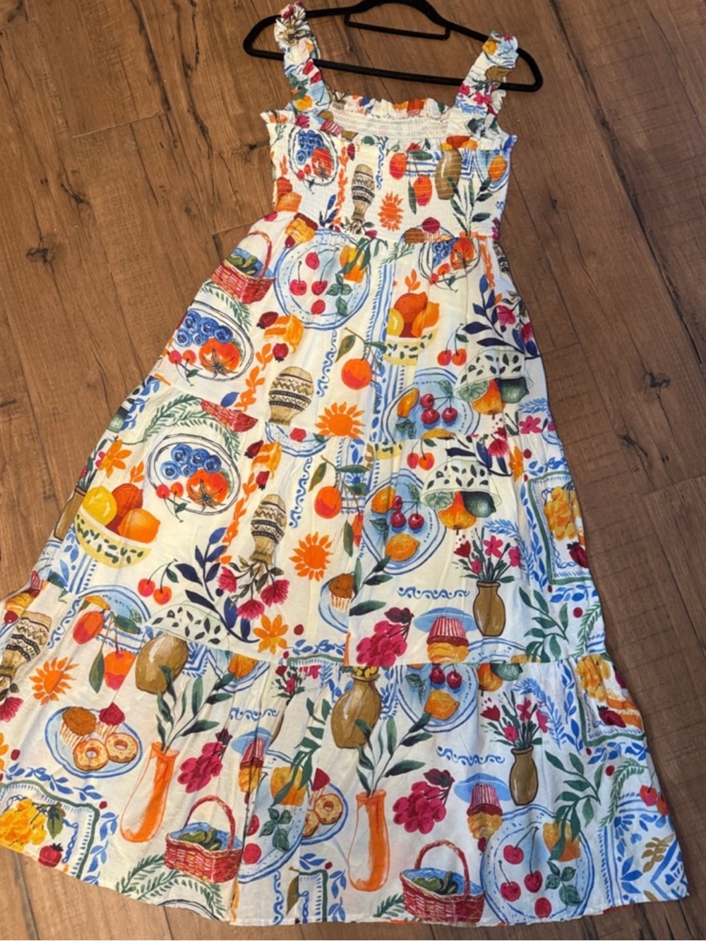 August sky fruit and floral maxi sundress size small - Picture 3 of 6